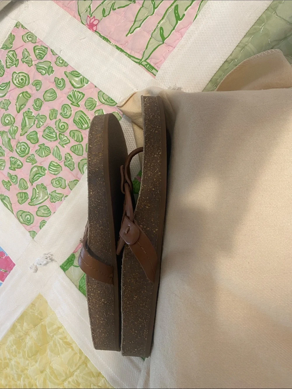 Tory Burch Brown Logo Thong Sandals